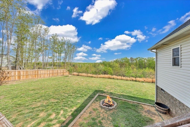 1400 Mountain Cut Rd, Appomattox, VA 24522 - view of yard featuring an outdoor fire pit and a fenced backyard