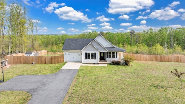 1400 Mountain Cut Rd, Appomattox, VA 24522 - view of front of property with covered porch, aphalt driveway, fence, and a front lawn