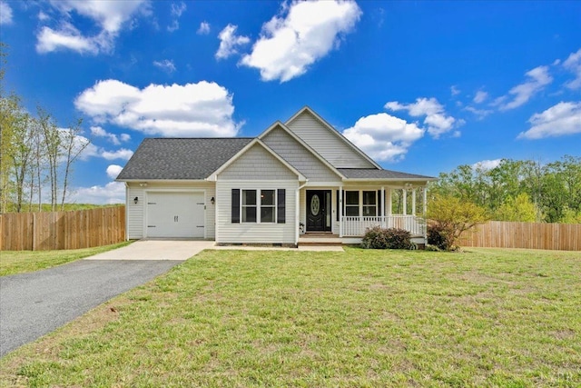 1400 Mountain Cut Rd, Appomattox, VA 24522 - view of front of property featuring covered porch, driveway, a garage, and fence