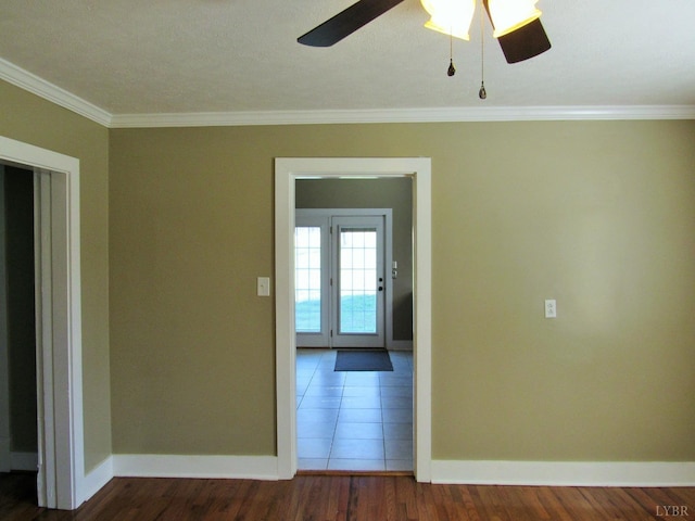 1697 S Amherst Hwy, Amherst, VA 24521 - empty room featuring ornamental molding, baseboards, ceiling fan, and wood finished floors