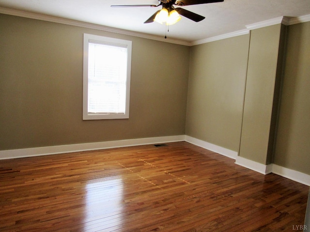 1697 S Amherst Hwy, Amherst, VA 24521 - spare room with wood finished floors, a ceiling fan, crown molding, and baseboards