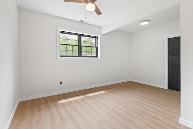 1208 Rocky Branch Dr, Forest, VA 24551 - unfurnished room with light wood finished floors, a ceiling fan, and baseboards