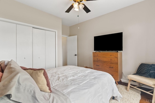 1208 Rocky Branch Dr, Forest, VA 24551 - bedroom featuring a closet, wood finished floors, and ceiling fan