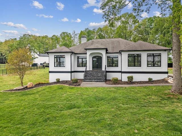 1208 Rocky Branch Dr, Forest, VA 24551 - french country style house with a chimney, stucco siding, and a shingled roof
