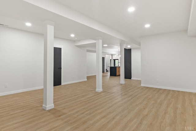 1208 Rocky Branch Dr, Forest, VA 24551 - finished basement with recessed lighting, light wood-style floors, and baseboards