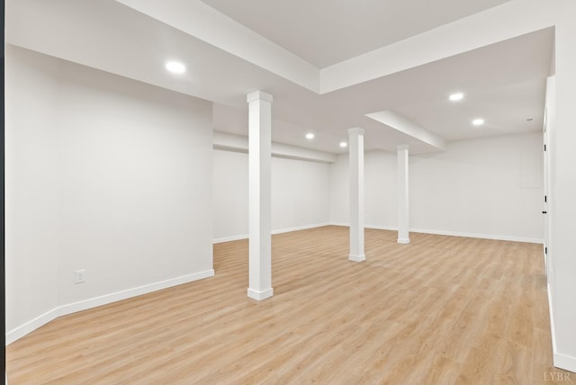1208 Rocky Branch Dr, Forest, VA 24551 - finished basement with recessed lighting, light wood-style flooring, and baseboards