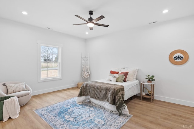 3494 Double Bridges Rd Lot 8, Spout Spring, VA 24593 - bedroom featuring light wood-style floors, baseboards, recessed lighting, and ceiling fan