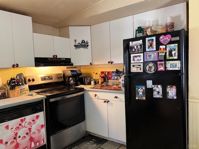 202 Stallion Way, Amherst, VA 24521 - kitchen featuring black appliances, under cabinet range hood, light countertops, and white cabinets