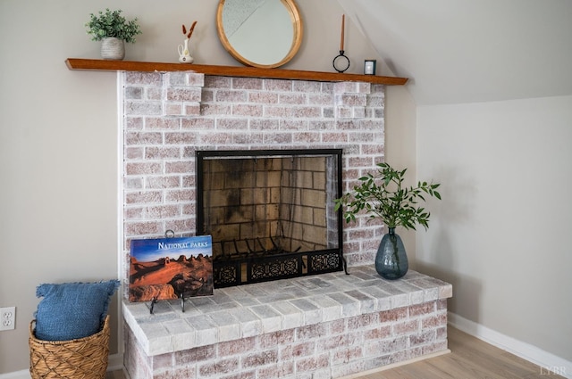 1132 Bancroft, Goode, VA 24556 - room details featuring baseboards, wood finished floors, and a fireplace