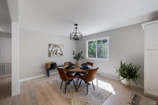 1132 Bancroft, Goode, VA 24556 - dining room featuring an inviting chandelier, light wood-style floors, and baseboards