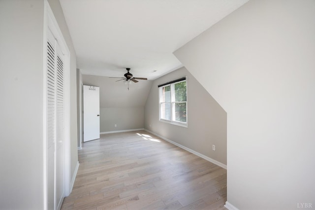 1132 Bancroft, Goode, VA 24556 - additional living space with baseboards, a ceiling fan, light wood finished floors, and lofted ceiling