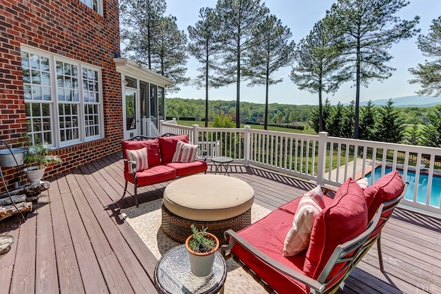 107 Emory Way, Amherst, VA 24521 - wooden deck with an outdoor pool and an outdoor living space