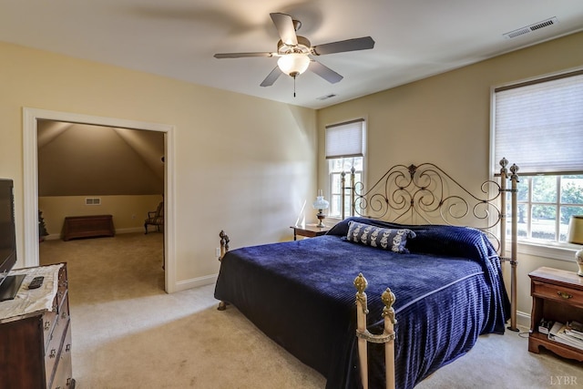 107 Emory Way, Amherst, VA 24521 - bedroom with light colored carpet, baseboards, ceiling fan, and visible vents