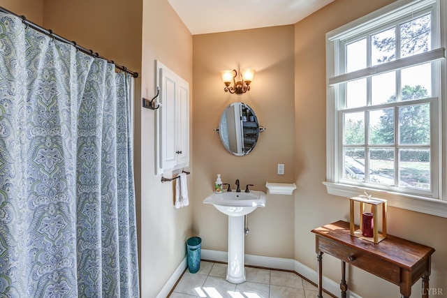 107 Emory Way, Amherst, VA 24521 - bathroom featuring tile patterned floors, a wealth of natural light, curtained shower, and baseboards