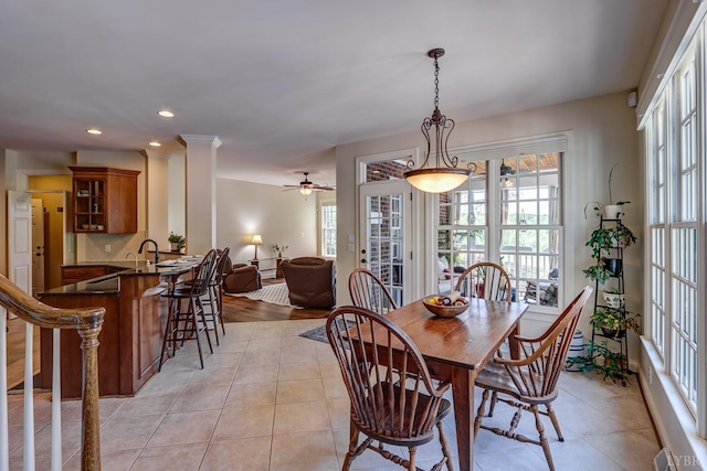 107 Emory Way, Amherst, VA 24521 - dining area featuring light tile patterned floors, ceiling fan, and recessed lighting