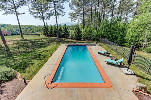 107 Emory Way, Amherst, VA 24521 - view of swimming pool with a yard, a fenced backyard, a fenced in pool, and a patio