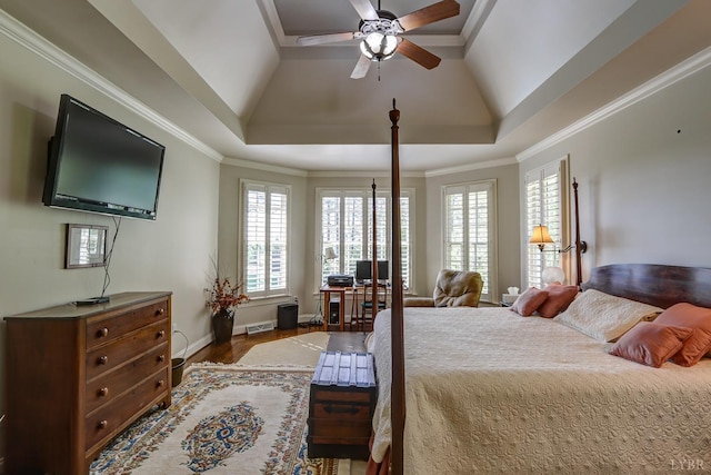 107 Emory Way, Amherst, VA 24521 - bedroom with a tray ceiling, wood finished floors, visible vents, and baseboards