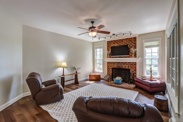 107 Emory Way, Amherst, VA 24521 - living room with a healthy amount of sunlight, wood finished floors, ceiling fan, and track lighting