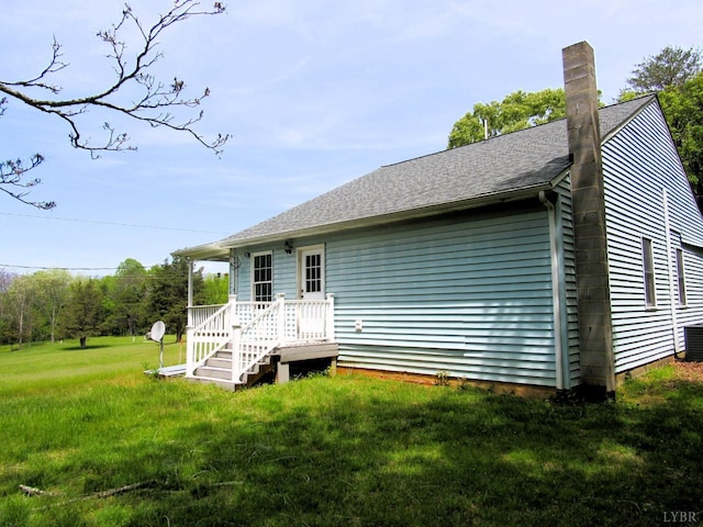 238 My Way, Amherst, VA 24521 - rear view of house with a yard, a chimney, and roof with shingles
