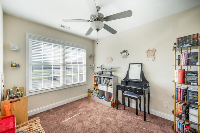 44 Sprouse Ln, Lynchburg, VA 24502 - playroom with a ceiling fan, carpet floors, and baseboards