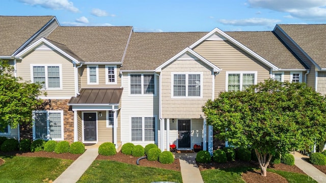 44 Sprouse Ln, Lynchburg, VA 24502 - townhome / multi-family property featuring a front lawn, a shingled roof, and stone siding