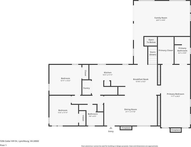 1206 Cedar Hill Dr, Lynchburg, VA 24502 - view of floor plan / room layout