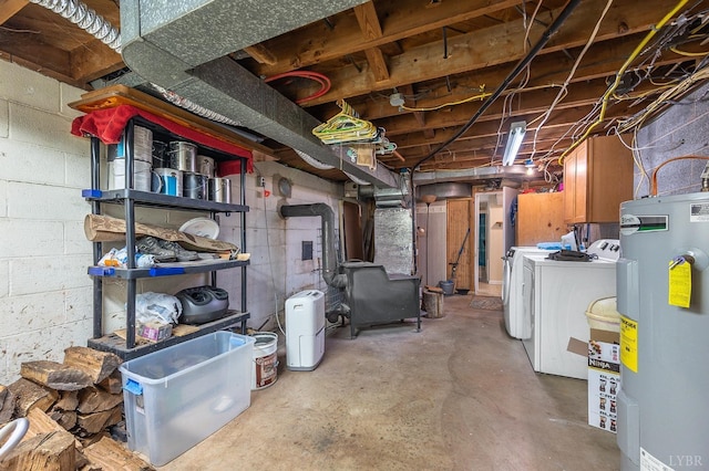 1206 Cedar Hill Dr, Lynchburg, VA 24502 - unfinished basement featuring electric water heater and washer and clothes dryer