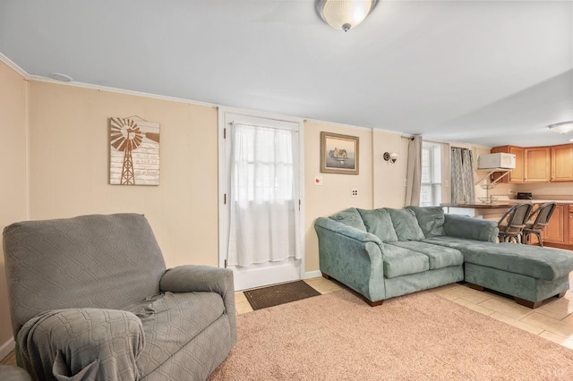 1206 Cedar Hill Dr, Lynchburg, VA 24502 - living room featuring light tile patterned floors and crown molding