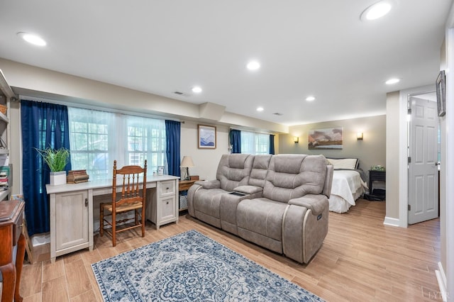 1206 Cedar Hill Dr, Lynchburg, VA 24502 - living area featuring an office area, plenty of natural light, light wood finished floors, and recessed lighting
