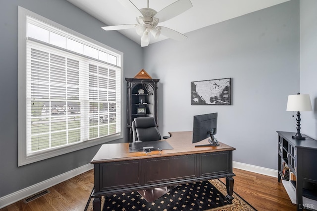1205 Bradford Crossing Pl, Goode, VA 24556 - office area featuring visible vents, a wealth of natural light, and wood finished floors
