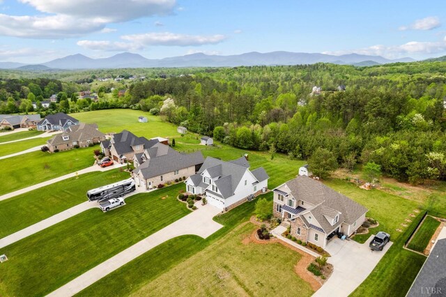 1205 Bradford Crossing Pl, Goode, VA 24556 - bird's eye view featuring a view of trees, a mountain view, and a residential view