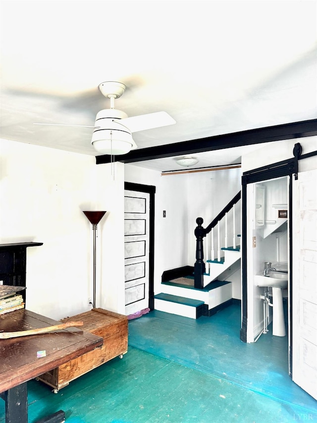 1721 Spencer Pl, Lynchburg, VA 24504 - interior space with stairway, a barn door, and baseboards