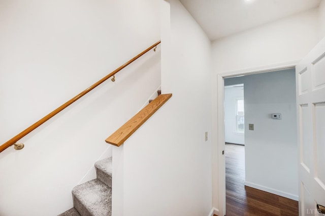730 Stuart St, Lynchburg, VA 24501 - stairs featuring wood finished floors and baseboards