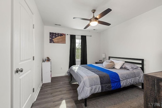 208 Samson Way, Madison Heights, VA 24572 - bedroom with dark wood-type flooring, baseboards, and a ceiling fan