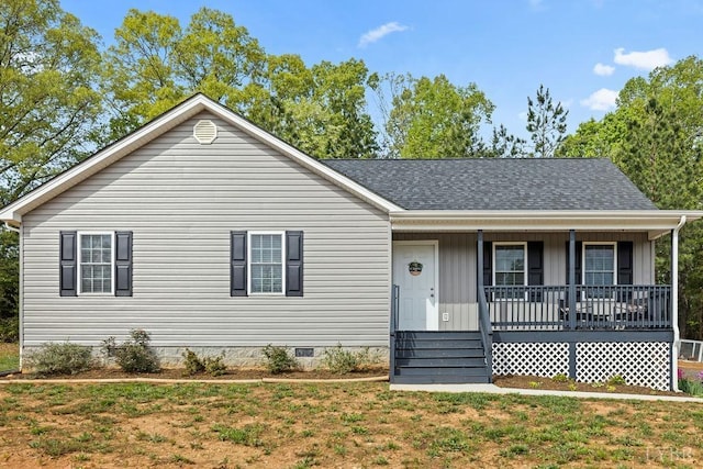 208 Samson Way, Madison Heights, VA 24572 - view of front of house featuring covered porch, crawl space, and a shingled roof