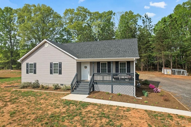 208 Samson Way, Madison Heights, VA 24572 - view of front of house featuring covered porch, crawl space, and roof with shingles