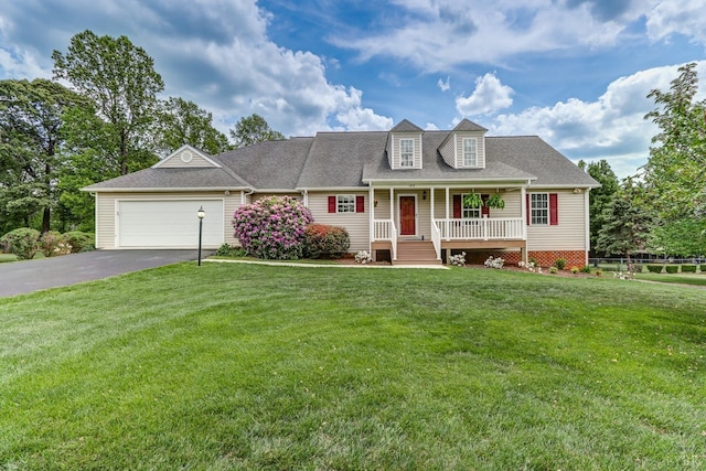183 Fernridge Ct, Madison Heights, VA 24572 - new england style home with asphalt driveway, covered porch, a garage, and a shingled roof