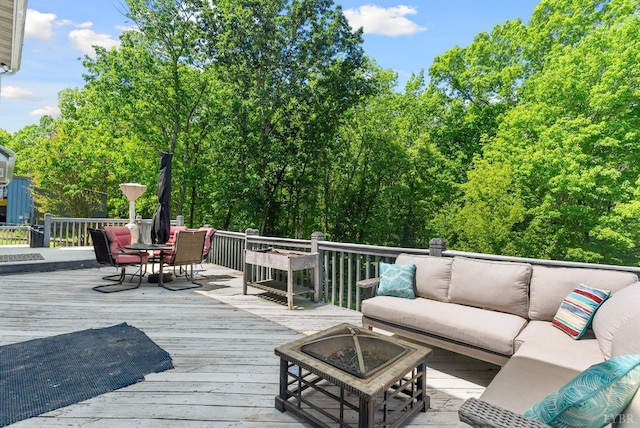 95 Rhage Ln, Lynchburg, VA 24504 - wooden deck featuring an outdoor living space with a fire pit and outdoor dining space