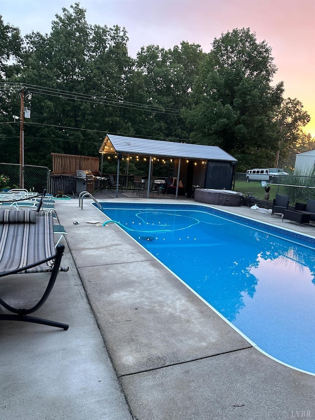 95 Rhage Ln, Lynchburg, VA 24504 - pool at dusk featuring a patio area