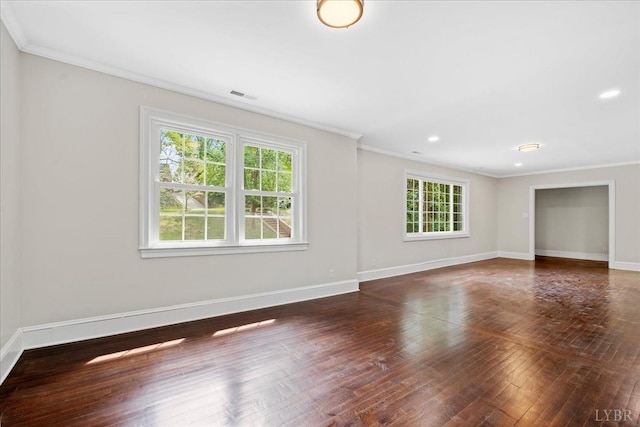 3882 Peakland Pl, Lynchburg, VA 24503 - spare room featuring ornamental molding, baseboards, wood finished floors, and recessed lighting