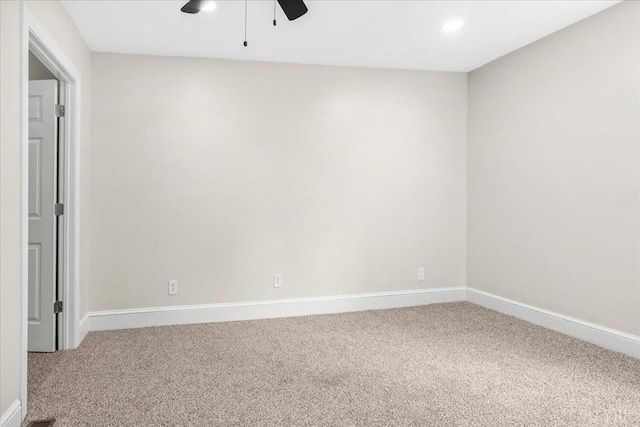 3882 Peakland Pl, Lynchburg, VA 24503 - empty room featuring carpet flooring, ceiling fan, baseboards, and recessed lighting
