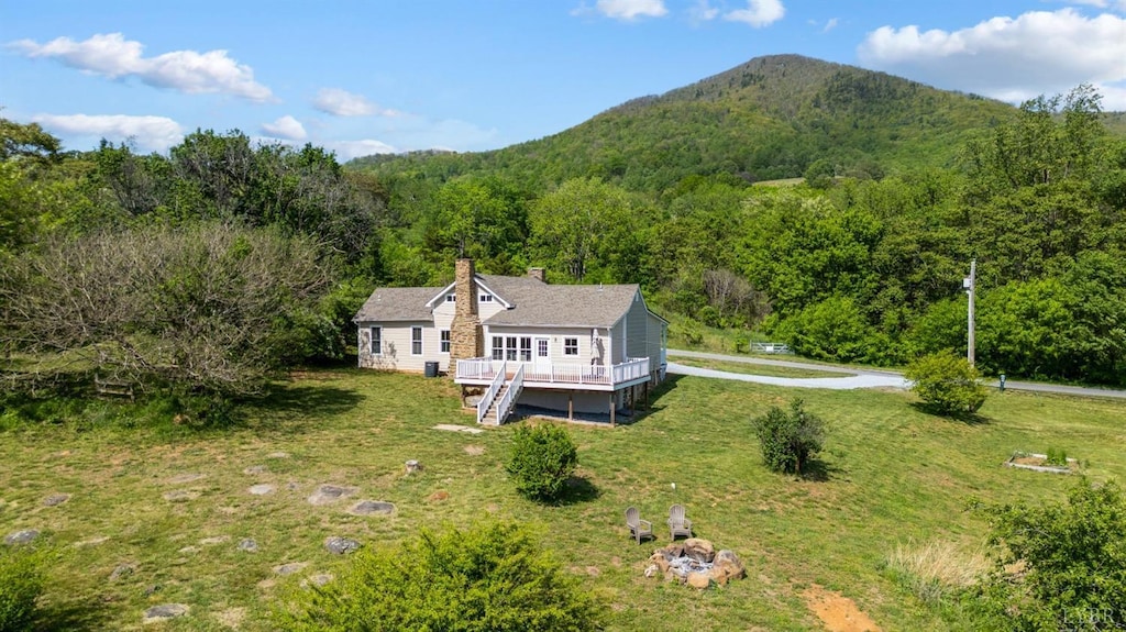 1818 Owl Town, Bedford, VA 24523 - view from above of property featuring a forest and a mountainous background