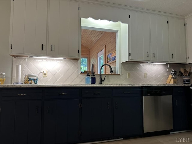 69 Gough Rd, Rustburg, VA 24588 - kitchen with stainless steel dishwasher, light countertops, backsplash, a sink, and ornamental molding