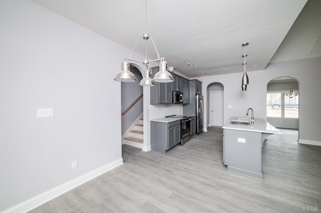 1051 Wills Way, Forest, VA 24551 - kitchen with appliances with stainless steel finishes, a sink, arched walkways, light countertops, and recessed lighting