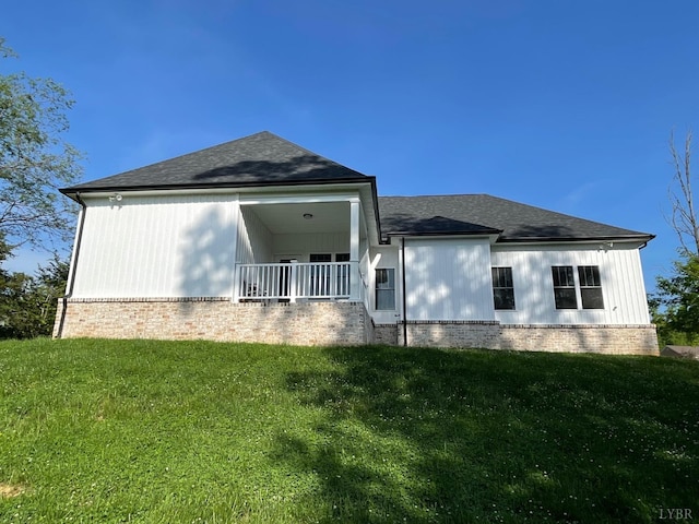 1051 Wills Way, Forest, VA 24551 - rear view of property with a lawn, brick siding, a porch, and a shingled roof