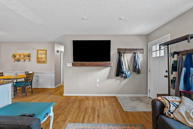 206 Simsbury Ln, Forest, VA 24551 - living area with wood finished floors, a textured ceiling, and baseboards