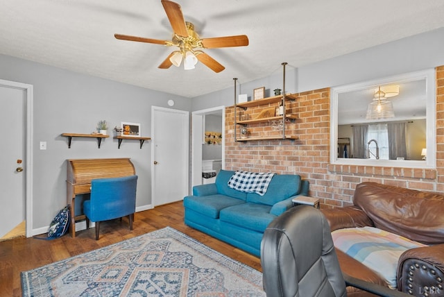 206 Simsbury Ln, Forest, VA 24551 - living room featuring a ceiling fan, wood finished floors, and baseboards
