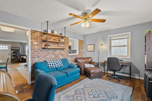 206 Simsbury Ln, Forest, VA 24551 - office featuring ceiling fan, wood finished floors, baseboards, and a textured ceiling