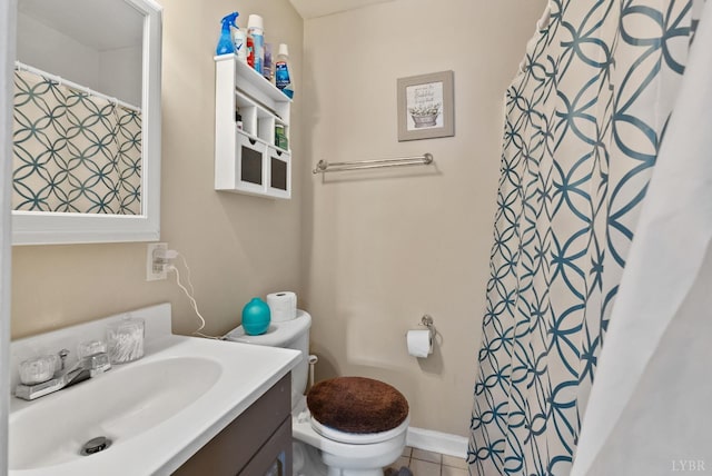 2637 Chilton Rd, Appomattox, VA 24522 - full bathroom with toilet, vanity, tile patterned flooring, and a shower with shower curtain