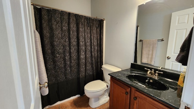 1057 Barrow Hills Dr, Moneta, VA 24104 - bathroom with vanity, tile patterned flooring, toilet, and a shower with curtain